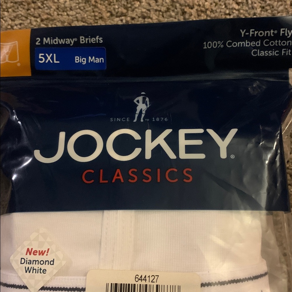Jockey Classics Men's Diamond White 2-PK Midway Briefs Size 5XL NEW Classic Fit